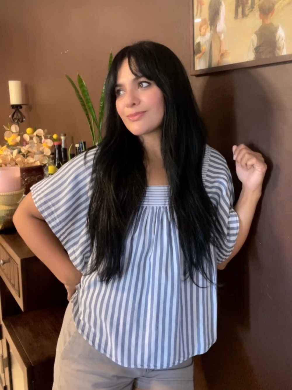 Madewell Blue & White Striped Square-Neck Top